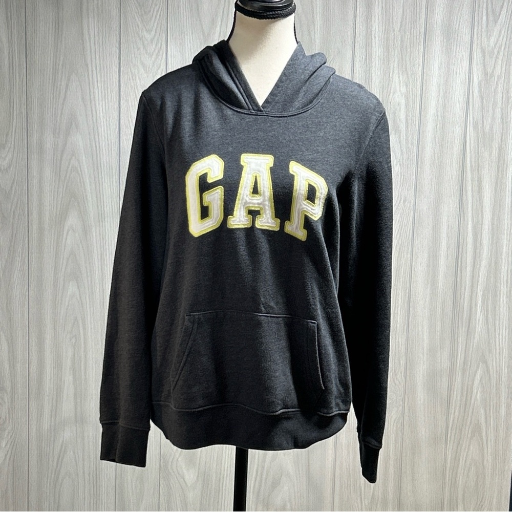 GAP Dark Gray Logo Spell Out Hoodie Size Medium